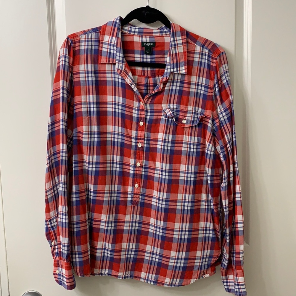JCREW Plaid half-button down